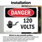 Signmission 120 Volts Danger Sign, Vinyl Decal, 10in W x 7in L, 2PK OS-2PACK-DS-D-710-L-1003 - alternate 4
